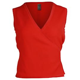 Diane Von Furstenberg-Diane Von Furstenberg Wrap Top in Red Viscose-Red