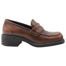 Mocassini Penny Miu Miu in Pelle Marrone Marrone