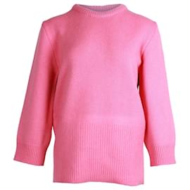 Marni-Suéter Marni de malha canelada em lã rosa-Rosa