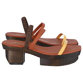 Cult Gaia-Cult Gaia Fifi Strappy Platform Sandals In Brown Leather-Brown