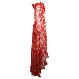 Autre Marque-Caroline Constas - Robe longue épaules dénudées en soie à imprimé fleuri-Autre