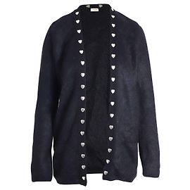 Cardigã Saint Laurent Heart Stud em Mohair preto Preto
