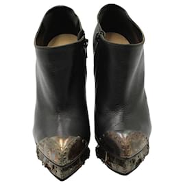 Nicholas Kirkwood-Nicholas Kirkwood x Rodarte Ankle Boots in Black Leather-Black
