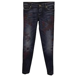 Gucci-Gucci Embroidered Jeans in Blue Cotton-Blue