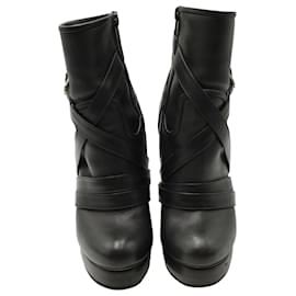 Nicholas Kirkwood-Nicholas Kirkwood Platform Ankle Boots with Straps in Black Leather-Black