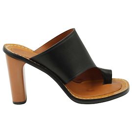 Céline Celine Toe Ring High Heel Sandal in Black Leather  Black