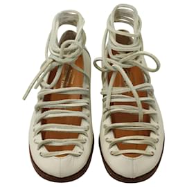 Junya Watanabe-Junya Watanabe Comme Des Garcons Zapatos planos con cordones en cuero gris-Gris