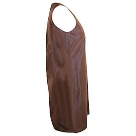 Max & Co-MAX & CO. A-Line Sleeveless Dress in Brown Acetate-Brown