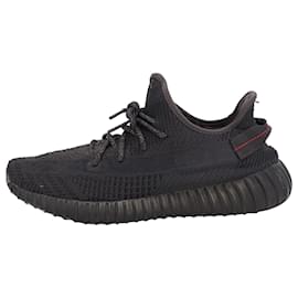 Yeezy-Yeezy x Adidas Boost 350 V2 Reflective Sneakers in Black Cotton Knit-Black