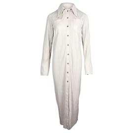 Nanushka-Nanushka Lee Plissee-Maxi-Hemdkleid aus weißem veganem Leder-Weiß