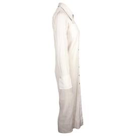 Nanushka-Nanushka Lee Pleated Maxi Shirt Dress in White Vegan Leather -White