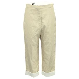 Calça larga cropped Sandro Paris Microprint em poliéster bege Marrom Bege