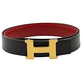 Hermès-Cintura reversibile Hermes Constance 70cm in pelle nera-Nero