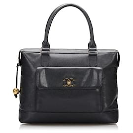Chanel-CC Caviar Front Pocket Tote-Black