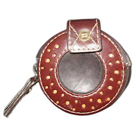 Lancel-Vintage Lancel Leather Coin Purse In Very Good Condition-Dark red