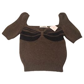 Pull manches courtes Dior en cachemire kaki et noir Noir Kaki