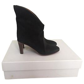 Botas Chloé de couro e camurça preto azul marinho Preto Azul marinho