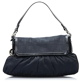 Fendi-Fendi Black Zucca Chef Hobo-Noir