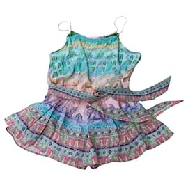 Camilla-CAMILLA PLAYSUIT SOIE-Rose,Pêche,Turquoise