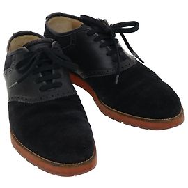 LOUIS VUITTON Shoes Suede Leather 6M Black LV Auth 39347 Black