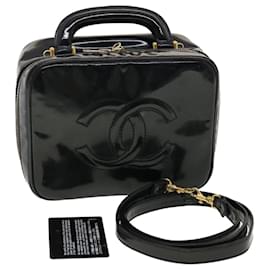 Chanel-CHANEL Shoulder Bag Patent Leather Black CC Auth bs4783-Black