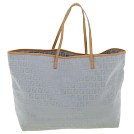 Fendi-FENDI Zucchino Canvas Tote Bag Light Blue Auth 39336-Light blue