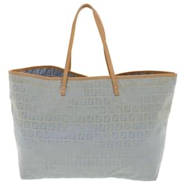 Fendi-FENDI Zucchino Canvas Tote Bag Light Blue Auth 39336-Bleu clair