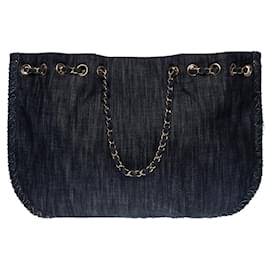 Chanel-bolsa tote avião arco-íris em jeans azul101139-Azul marinho