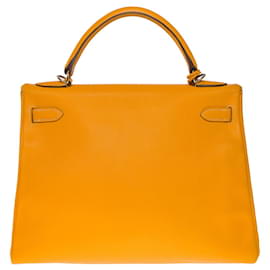 Hermès-sac à main kelly 32 retourné bandoulière en cuir epsom jaune-101156-Jaune