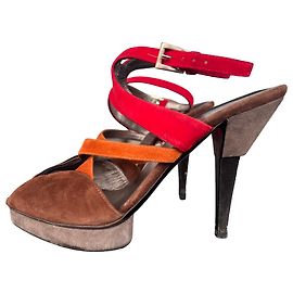 Prada Suede Sandals Brown Red 38.5 Brown Red