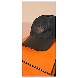 Hermès-Casquette Sèvres  Visière Cuir-Bleu Marine