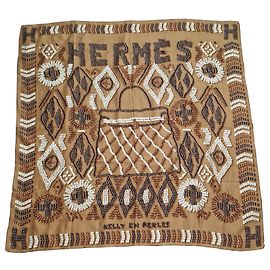 sciarpa gigante di hermès 140 KELLY perline Marrone