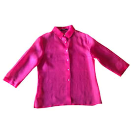 Autre Marque-blusa de organza de seda rosa choque T. 36-38-Rosa