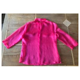 Autre Marque-blusa de organza de seda rosa fuerte T. 36-38-Rosa