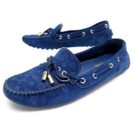 Louis Vuitton-LOUIS VUITTON SHOES GLORIA MOCCASIN 36 MONOGRAM SUEDE calf leather SHOES-Navy blue