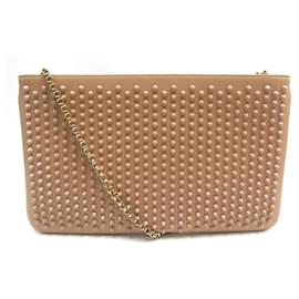 Christian Louboutin-CHRISTIAN LOUBOUTIN POUCH SPIKE NUDE LEATHER NUDE SHOULDER BAG-Beige