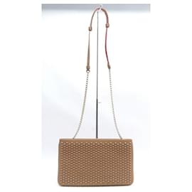 Christian Louboutin-CHRISTIAN LOUBOUTIN POUCH SPIKE NUDE LEATHER NUDE SHOULDER BAG-Beige