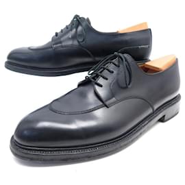 JM Weston-JM WESTON SHOES 598 DERBY HALF HUNTING 10.5D 44.5 BLACK LEATHER SHOES-Black