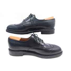 JM Weston-JM WESTON SHOES 598 DERBY HALF HUNTING 10.5D 44.5 BLACK LEATHER SHOES-Black