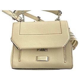 Lancel Ninon Leather Handbag Beige Beige