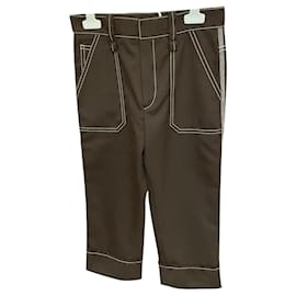 Chloé Cropped Pants Brown Wool Blend Brown