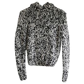 Céline Celine x Michael Kors Kaschmirpullover mit Kapuze Schwarz Weiß