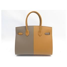 Hermès-NEW HERMES BIRKIN SELLIER HANDBAG 30 SESAME EPSOM LEATHER SUIT & ETOUPE BAG-Other