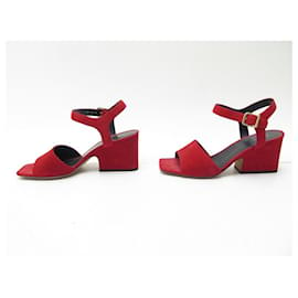 Céline-NINE CELINE SANDAL SHOES WITH HEELS 317783SPZC SUEDE RED 38.5 SHOES-Red