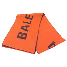 Balenciaga-NEW BALENCIAGA SCARF JACQUARD LOGO MACRO 530047 ORANGE WOOL SCARF-Orange