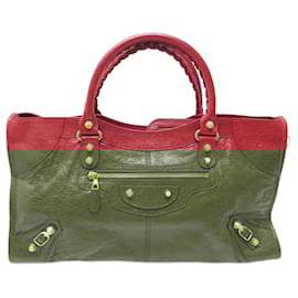 Balenciaga-NEW BALENCIAGA CLASSIC CITY MM HANDBAG 501026 RED LEATHER HAND BAG-Red