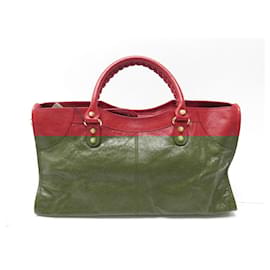 Balenciaga-NEW BALENCIAGA CLASSIC CITY MM HANDBAG 501026 RED LEATHER HAND BAG-Red