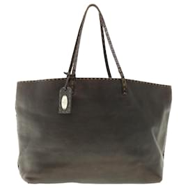 Fendi-FENDI Tote Bag Leather Brown Auth rd4683-Brown