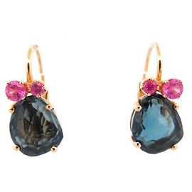 NEUF BOUCLES D'OREILLES POMELLATO BAHIA OR JAUNE 18K TOPAZE SAPHIR EARRING Doré