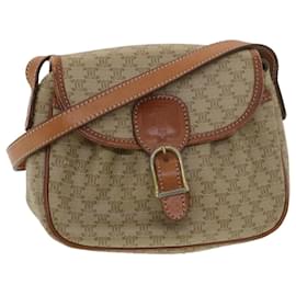Céline-CELINE Macadam Canvas Shoulder Bag PVC Leather Beige Auth 39417-Beige